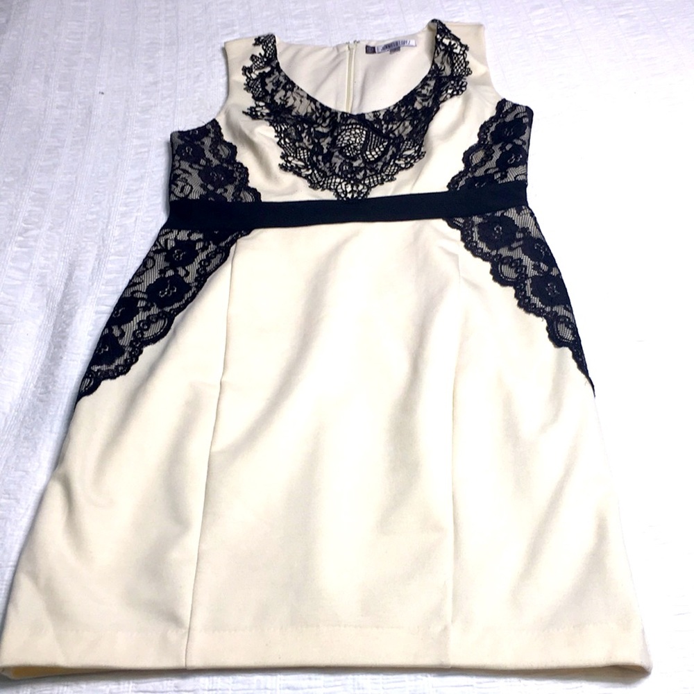 cream dress with black lace